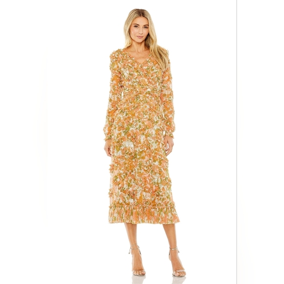 Mac Duggal Dresses & Skirts - Mac Duggal Orange Floral Long Sleeve Dress
